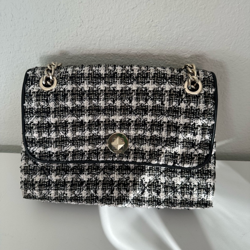 Kate Spade Black and White Tweed Shoulder Bag